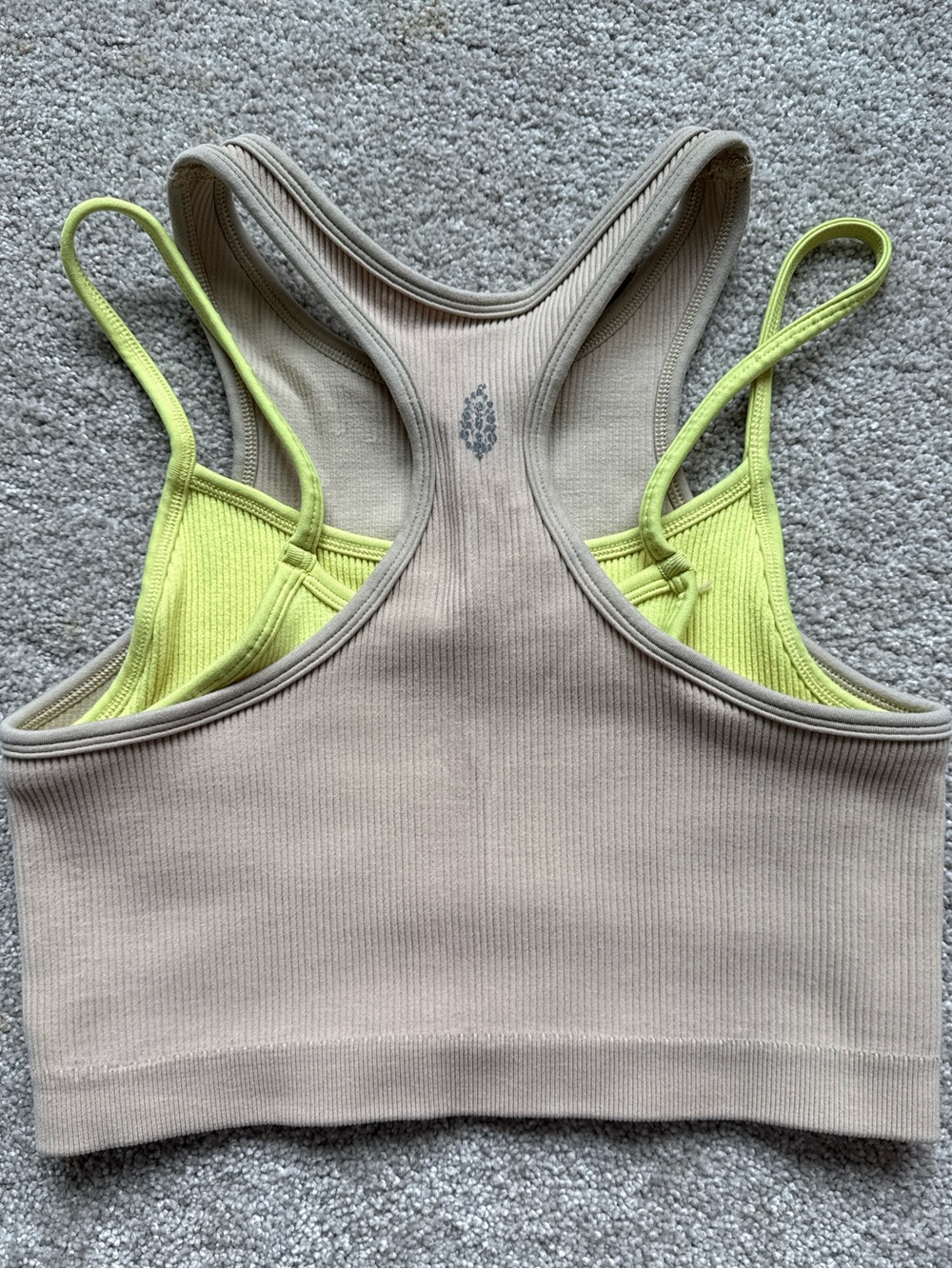 Free People Movement Ribbed Crop Tank Bra Top M/L Neutral Athletic